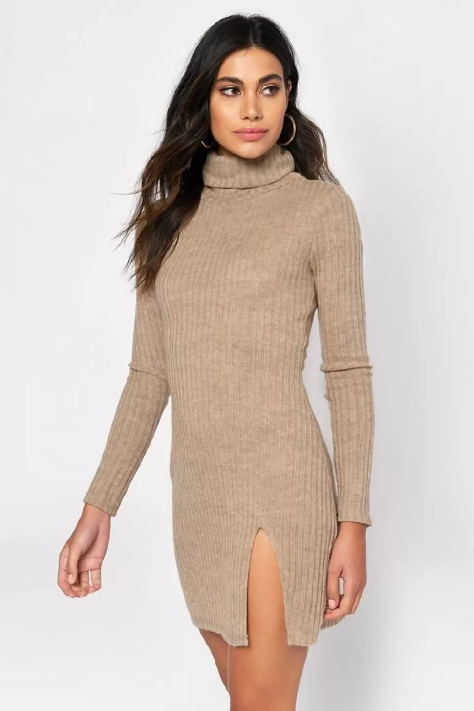 Casual Dresses*Tobi Misunderstood Rib Knit Dress Taupe