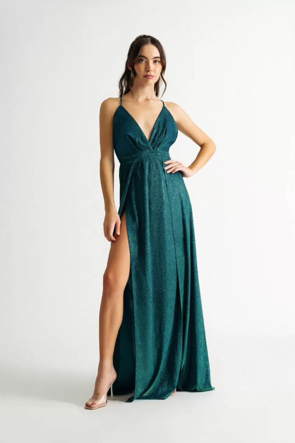 Black Tie & Evening Dresses*Tobi Moments Like This Double Slit Maxi Dress Green