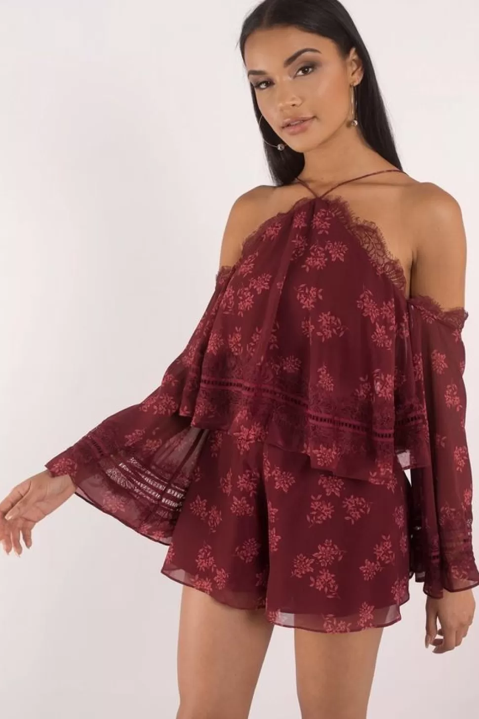 Rompers & Jumpsuits*Tobi Moonlight Cold Shoulder Playsuit Wine