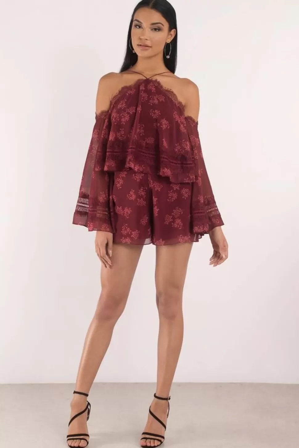 Rompers & Jumpsuits*Tobi Moonlight Cold Shoulder Playsuit Wine