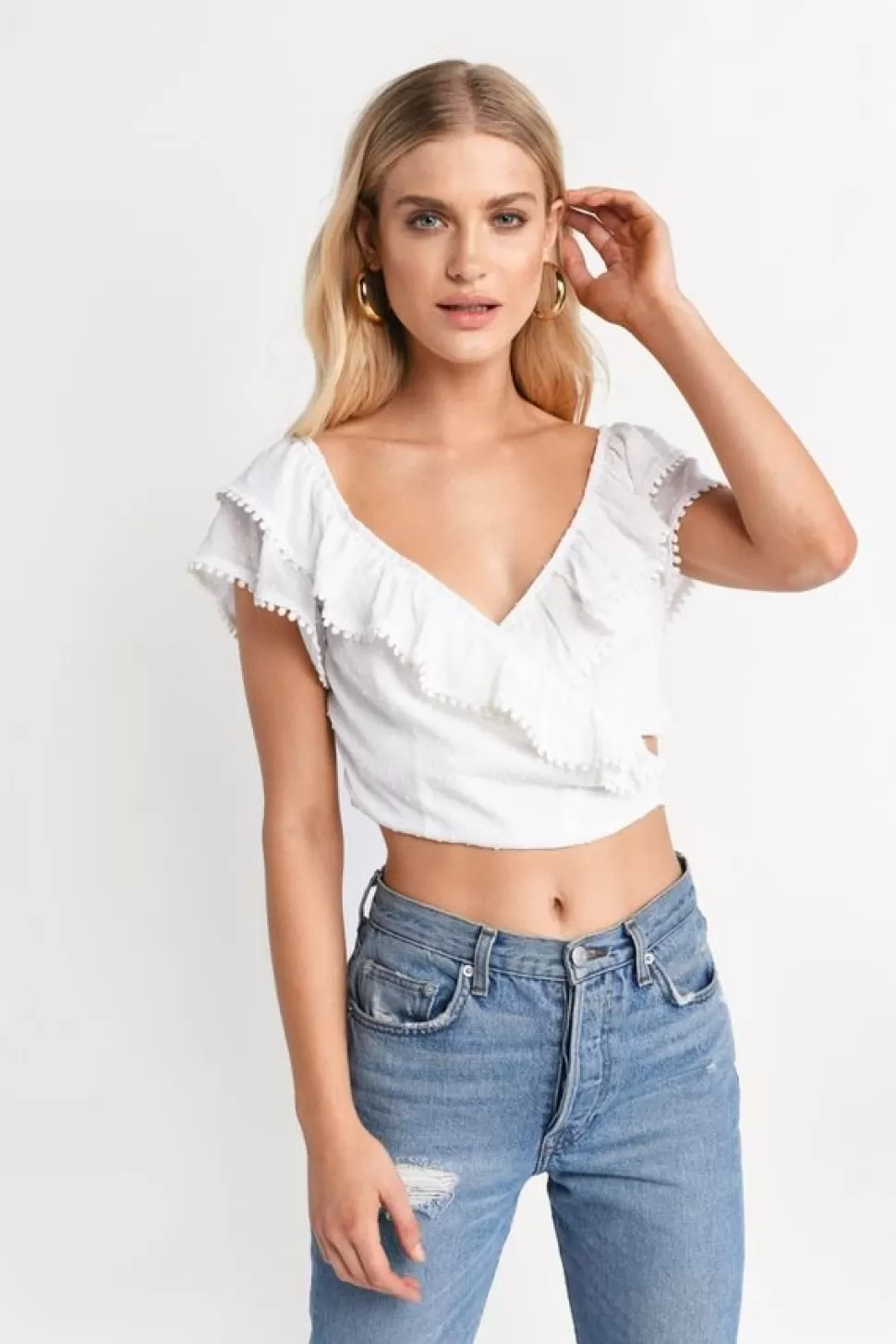 Pink Tops*Tobi Morgan Off Shoulder Wrap Top Rose | White | Black