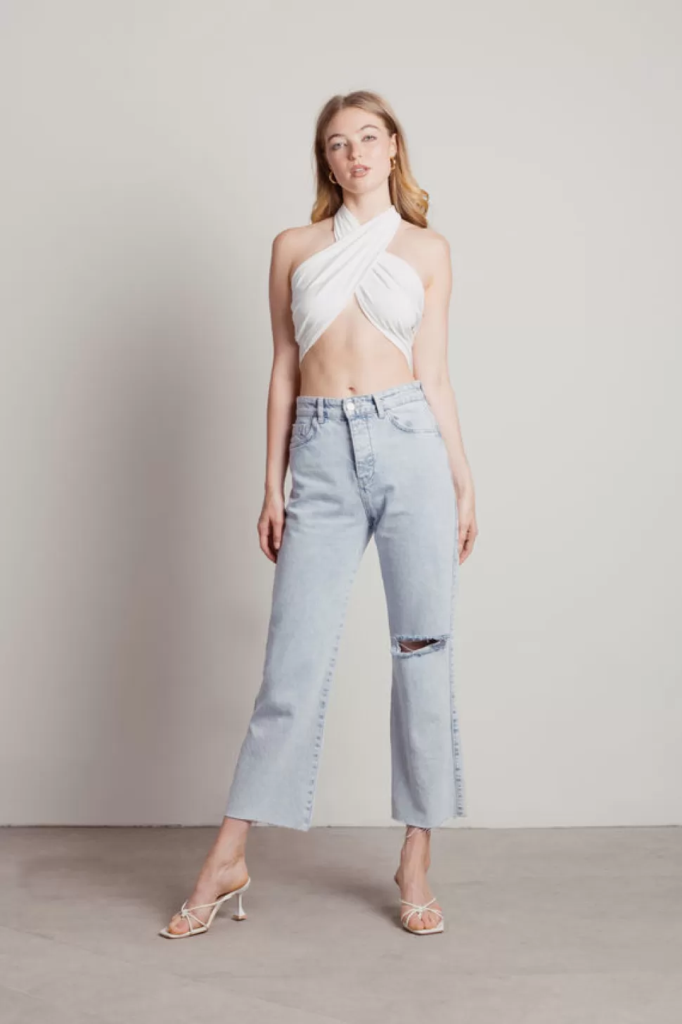 Off The Shoulder Tops*Tobi Move Together Multiway Tie Crop Top White