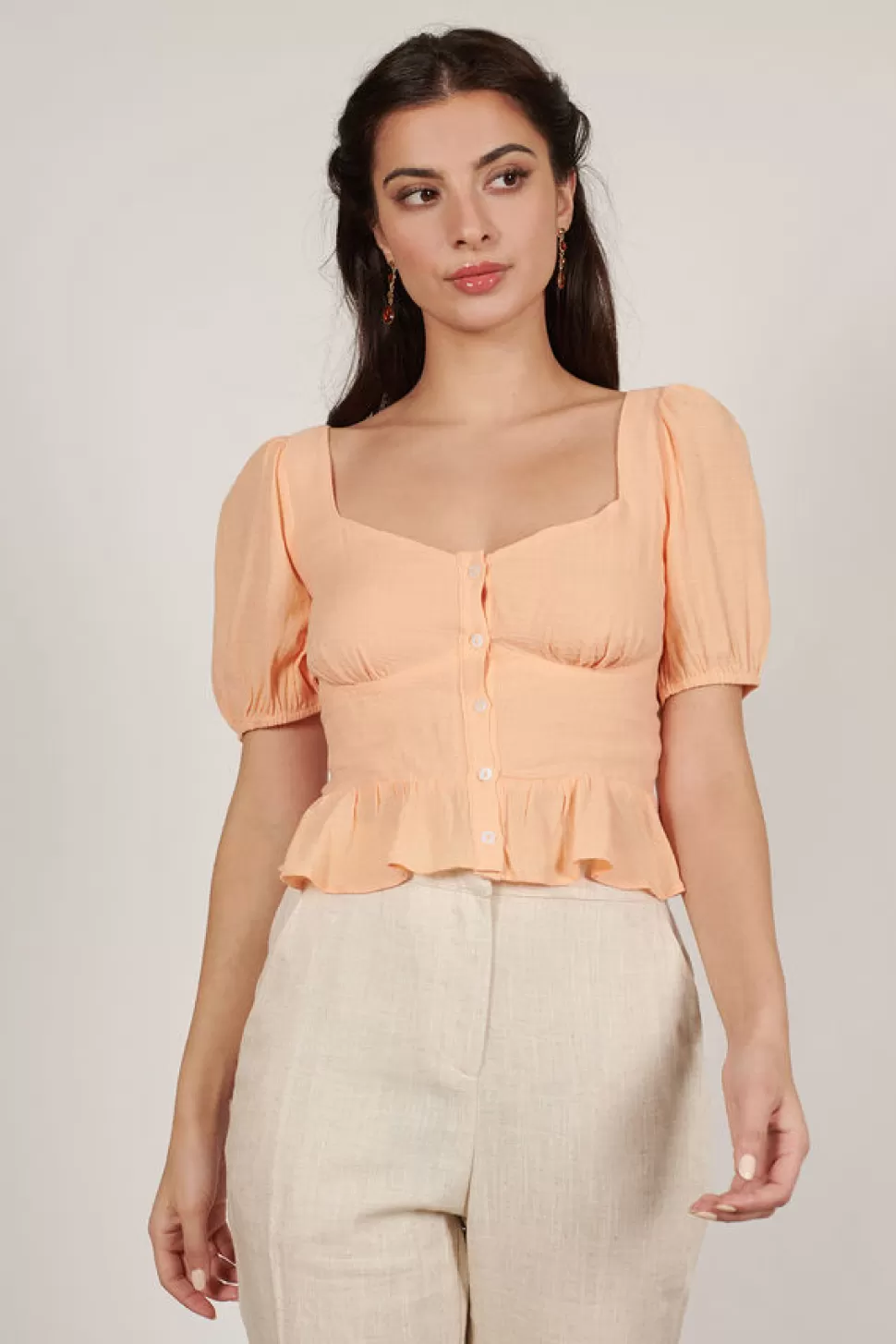 Blouses & Shirts*Tobi Naomi Button Up Blouse Light Orange