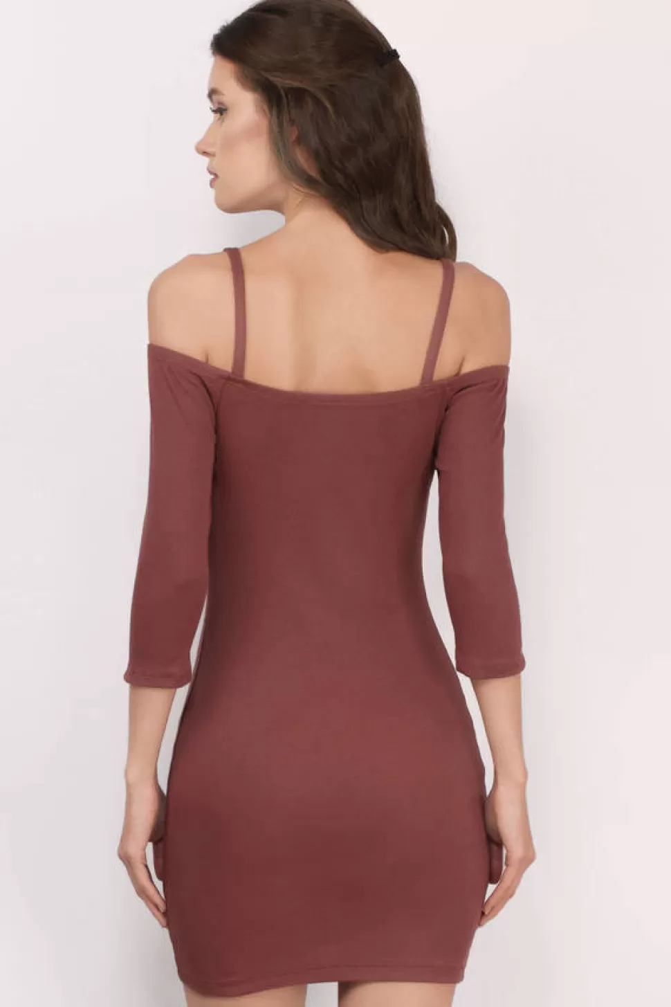 Casual Dresses*Tobi Natasha Ribbed Cold Shoulder Bodycon Dress Rust