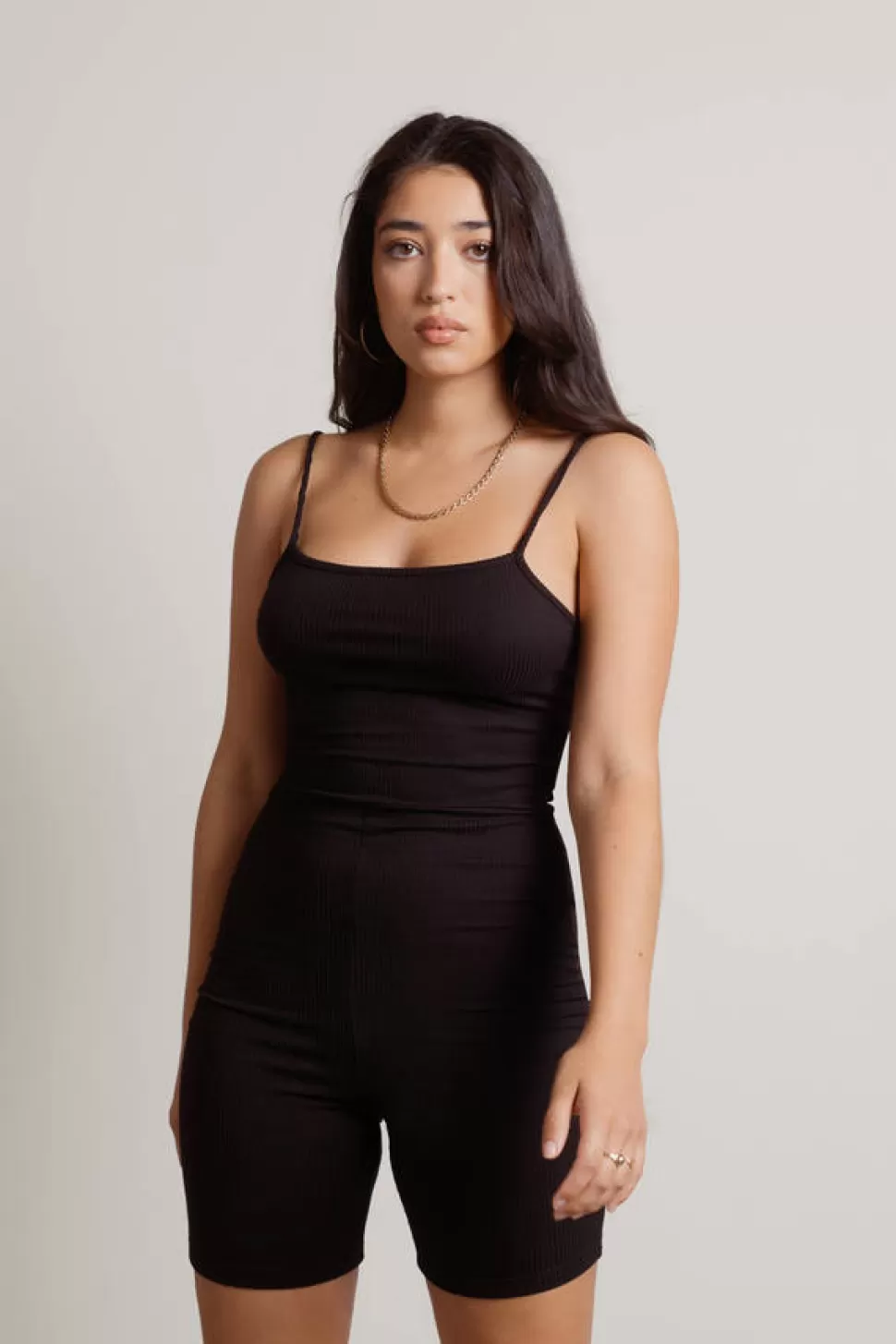 Activewear*Tobi Never Enough Ribbed Romper Unitard Black