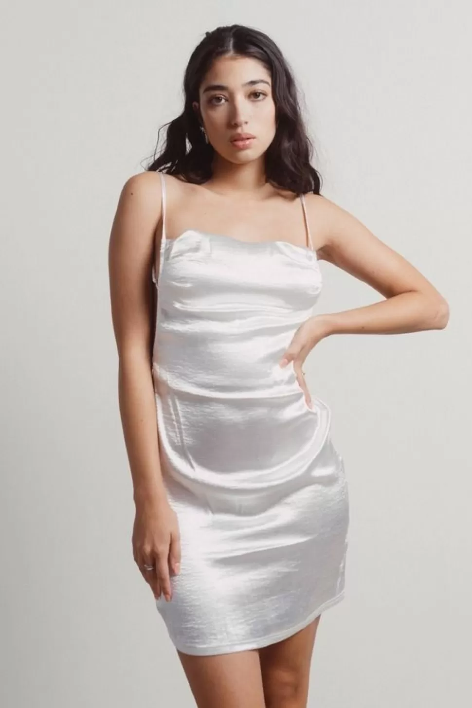 Black Tie & Evening Dresses*Tobi Night Lights Satin Bodycon Dress White