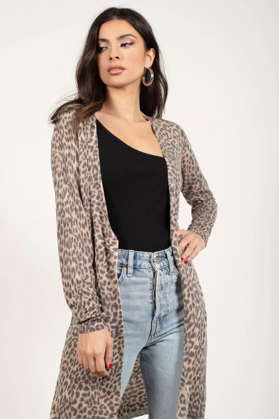 Long Sleeve Tops*Tobi No Good Leopard Print Cardigan Taupe Multi