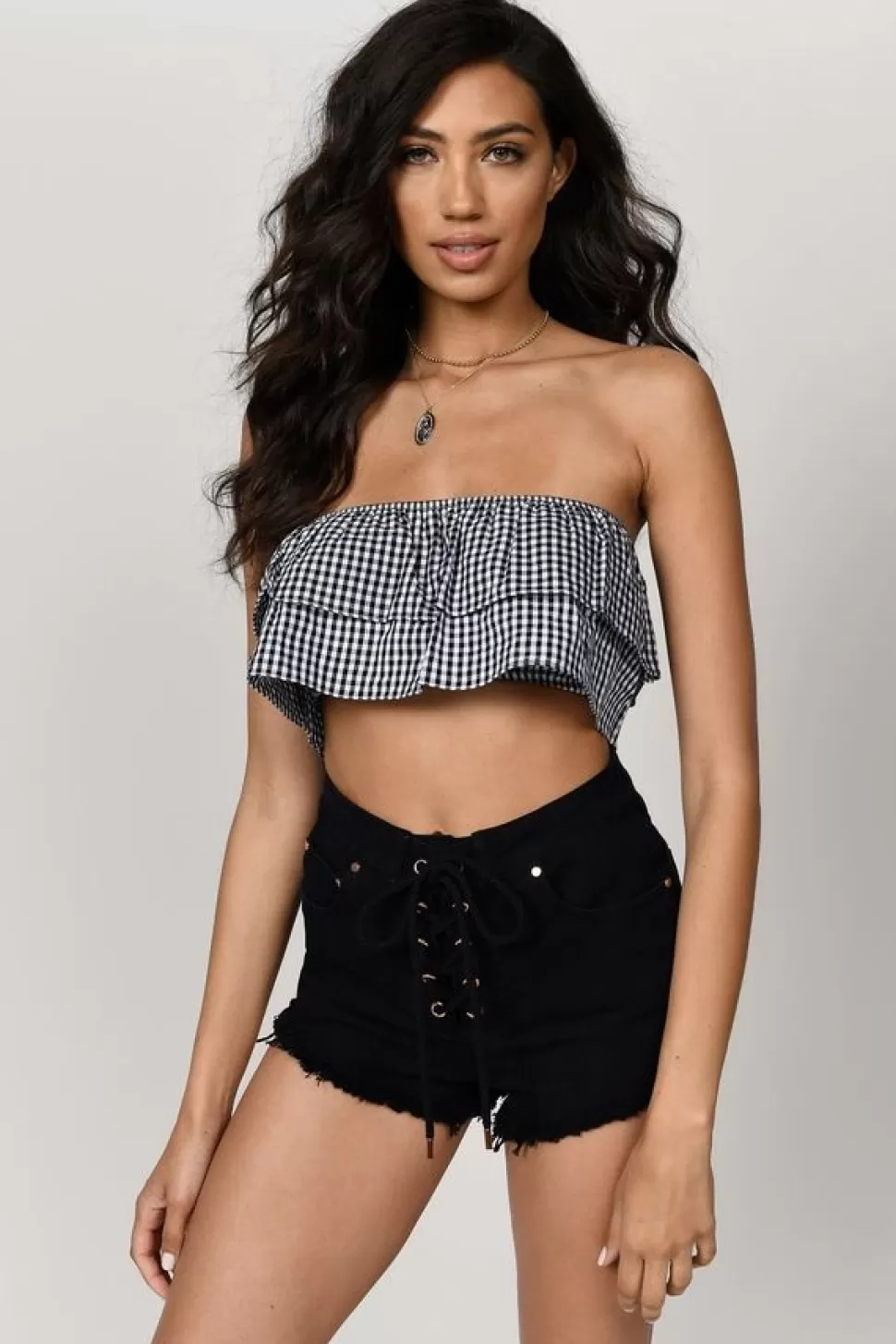 Crop Tops*Tobi No Pressure Strapless Crop Top Black | Light Blue