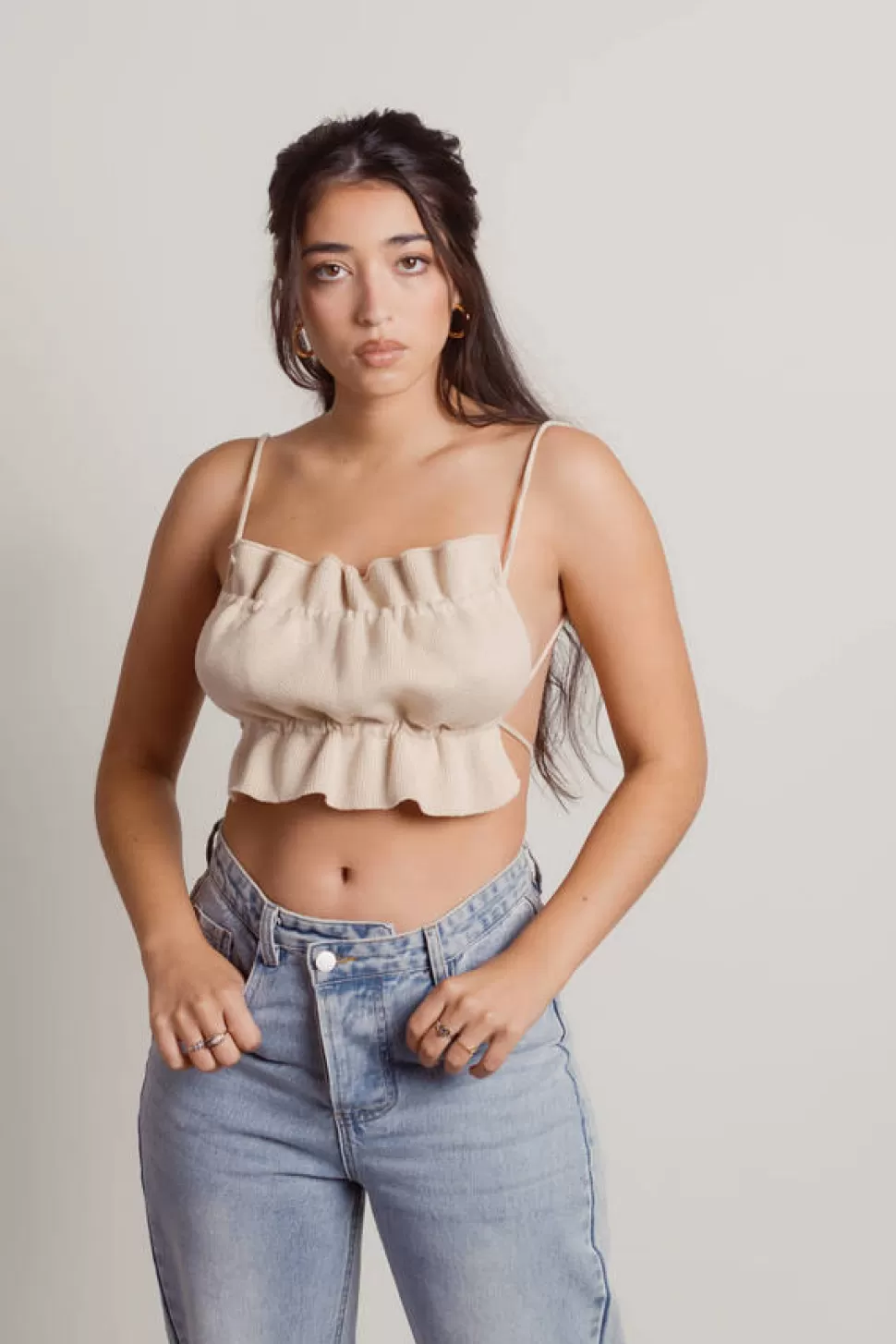 Sexy Tops*Tobi Nobody But You Knit Crop Top Sand | Black