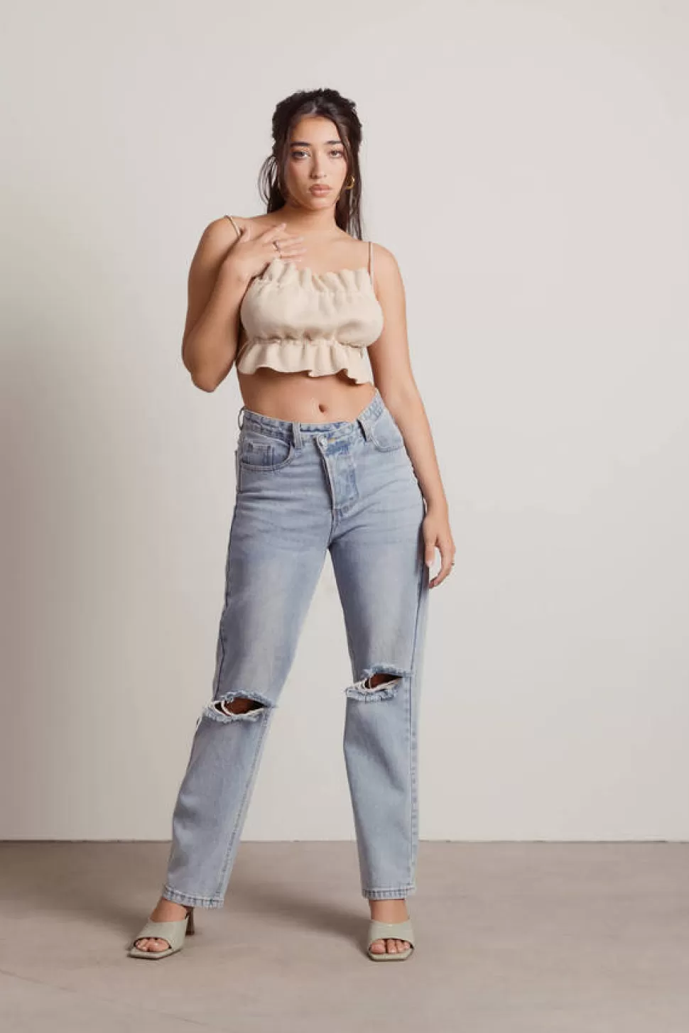 Sexy Tops*Tobi Nobody But You Knit Crop Top Sand | Black