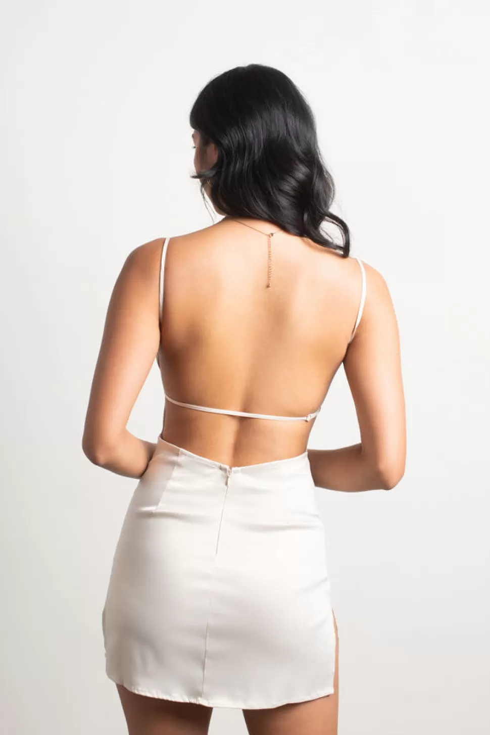 Backless Dresses*Tobi Nothing But Trouble Satin Mini Dress Off White | Tan