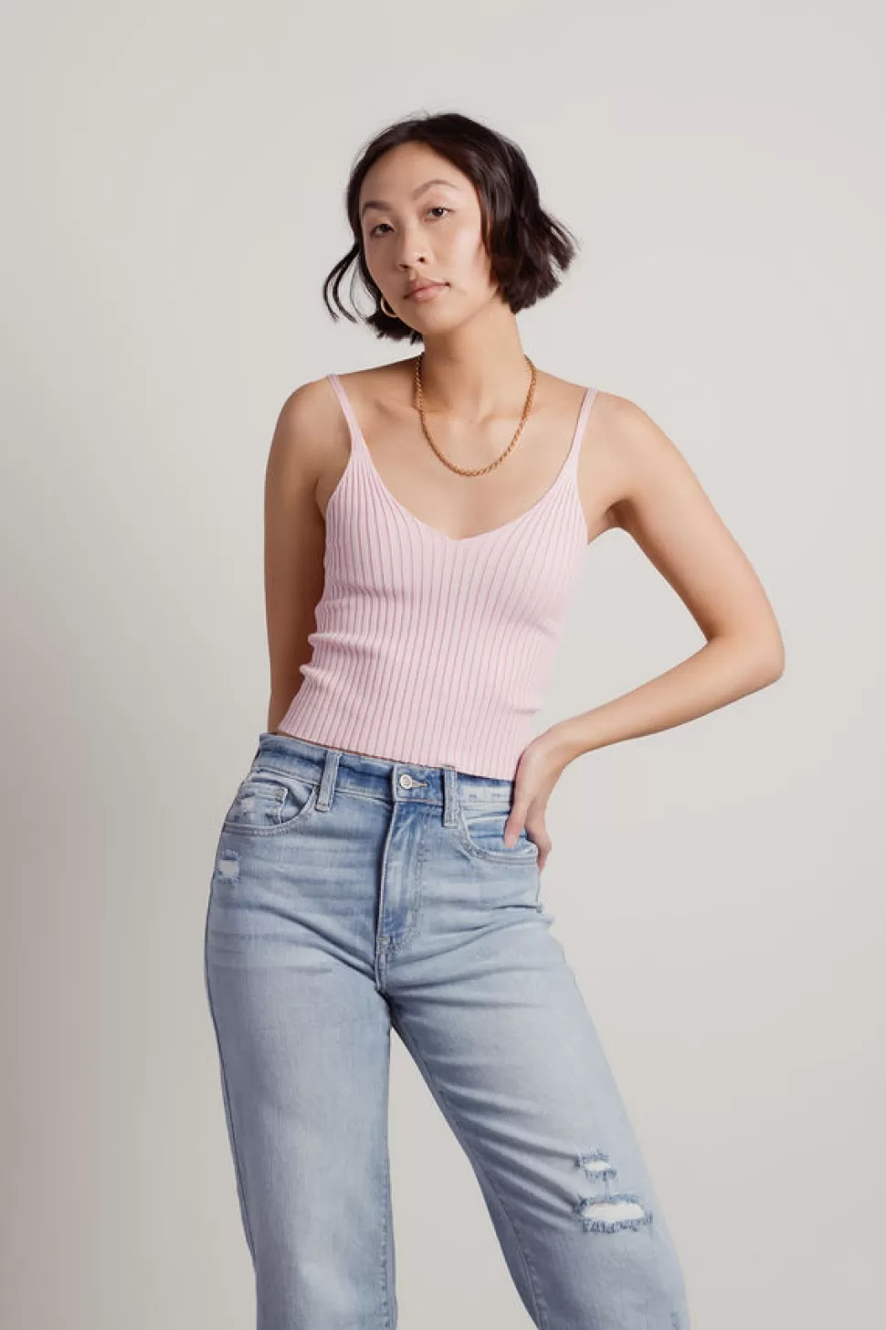 Pink Tops*Tobi Nowhere But Up Knit Crop Tank Pink | Yellow