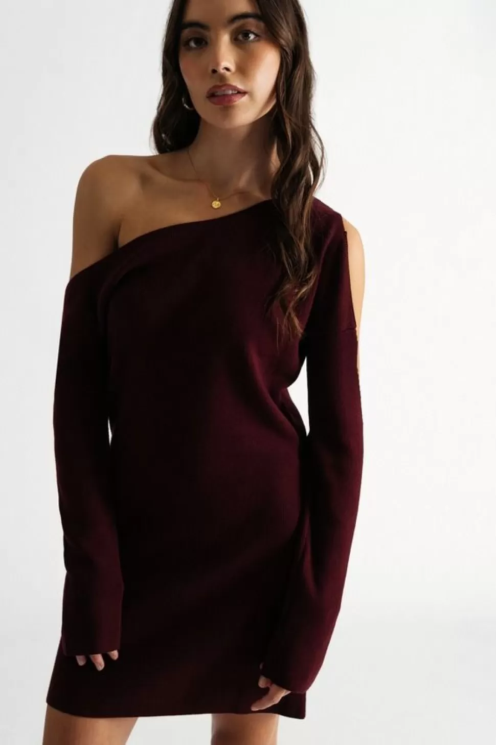 Cut Out Dresses*Tobi Olivia Cold Shoulder Sweater Dress Wine | Black | Taupe