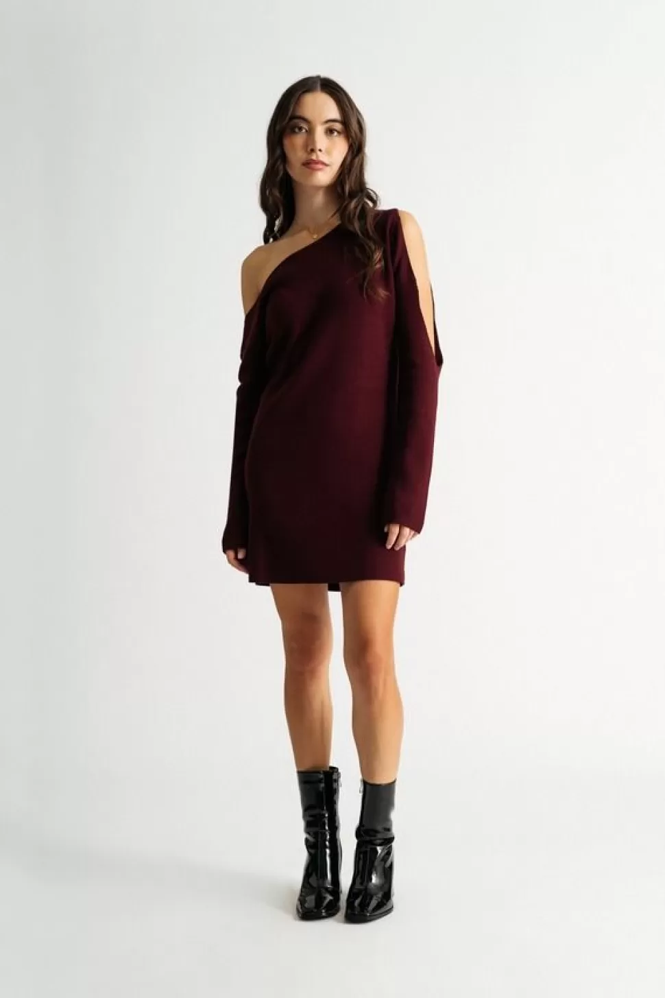 Cut Out Dresses*Tobi Olivia Cold Shoulder Sweater Dress Wine | Black | Taupe