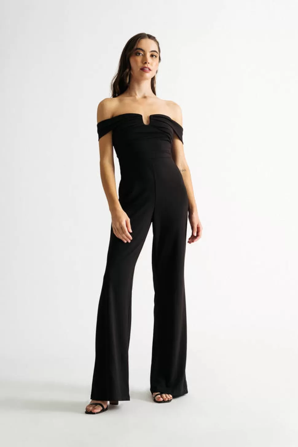 Rompers & Jumpsuits*Tobi One Night Only Off Shoulder Pleated Jumpsuit Black