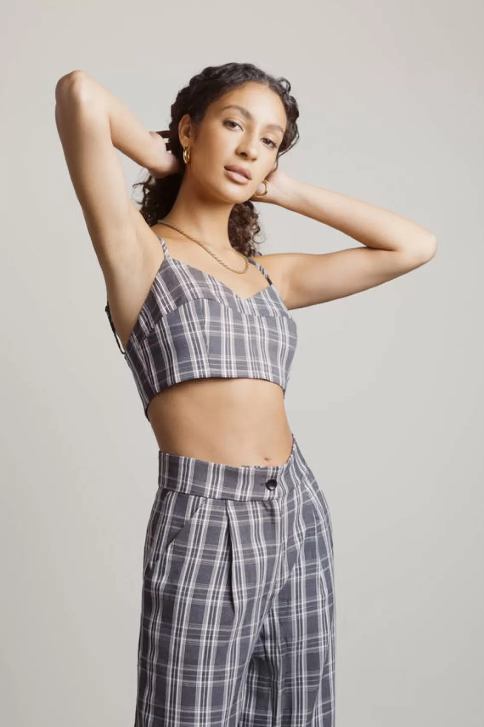 Crop Tops*Tobi Only Want You Plaid Button Cami Crop Top Black Multi | Blue Multi