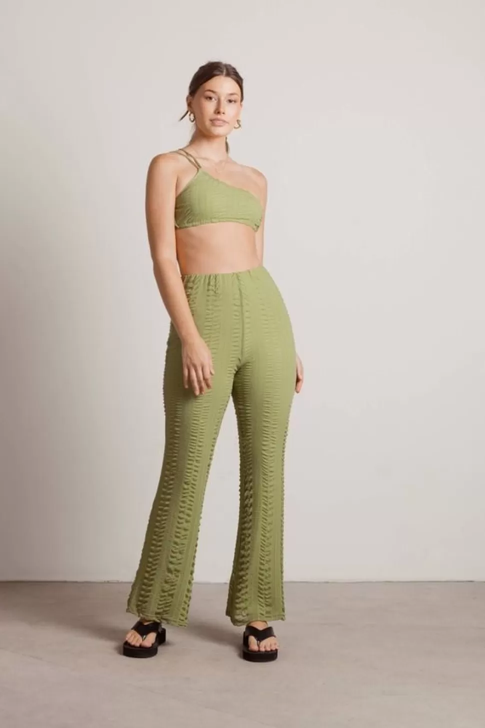 Pants*Tobi Over Time Ruched Straight Pants Green