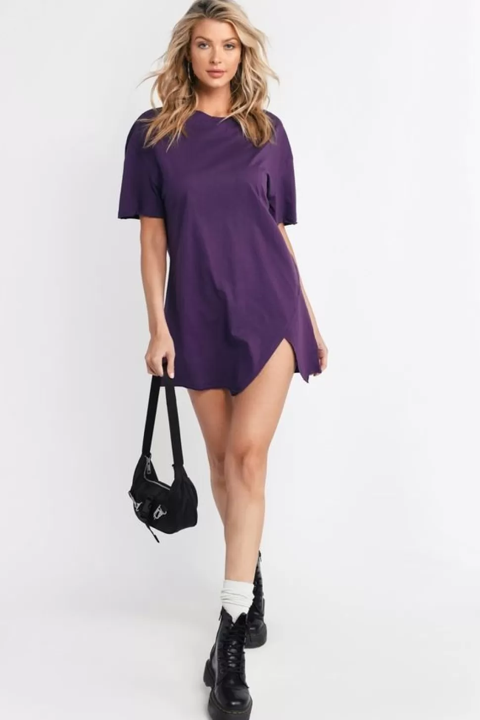 Shift Dresses*Tobi Over You Overlap T-Shirt Dress Purple