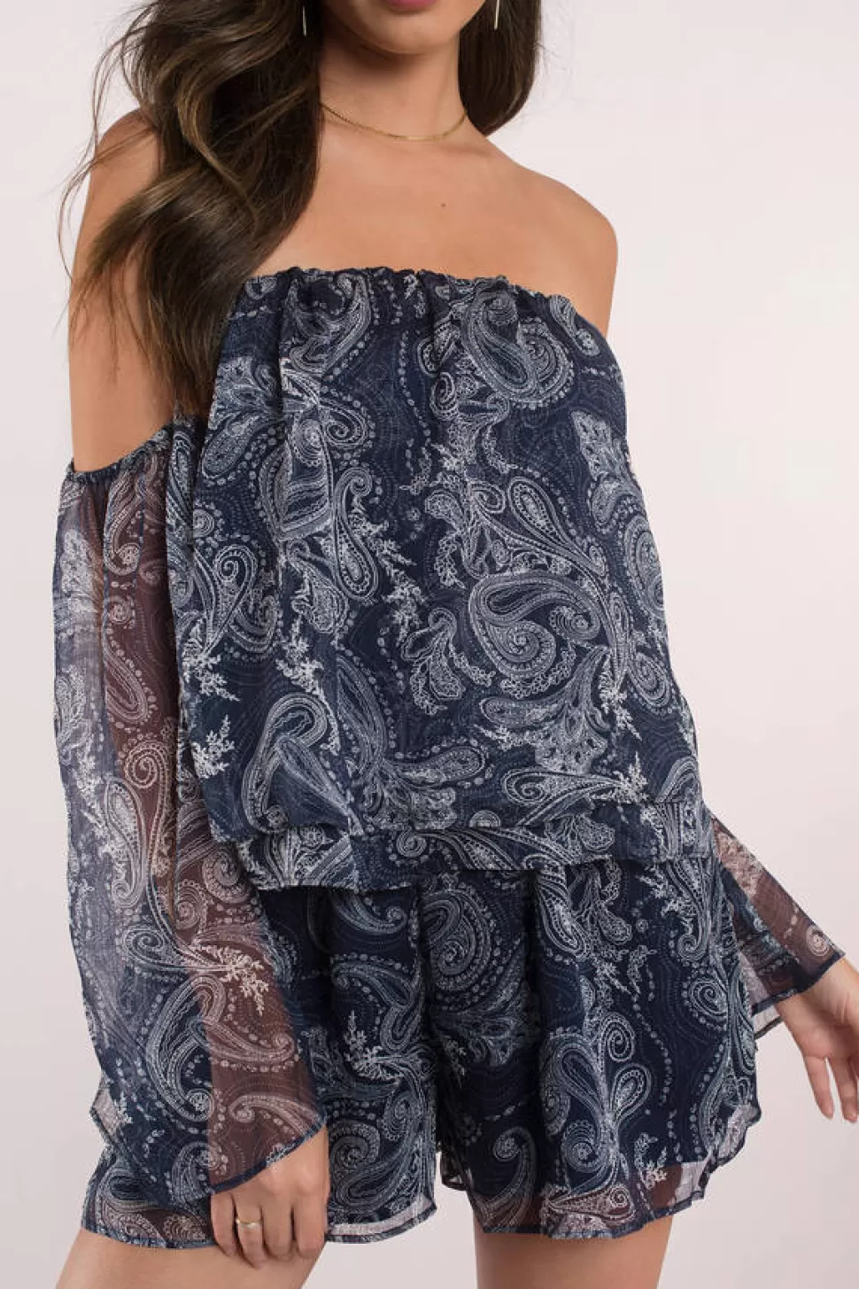 Rompers & Jumpsuits*Tobi Paisley Print Romper Midnight