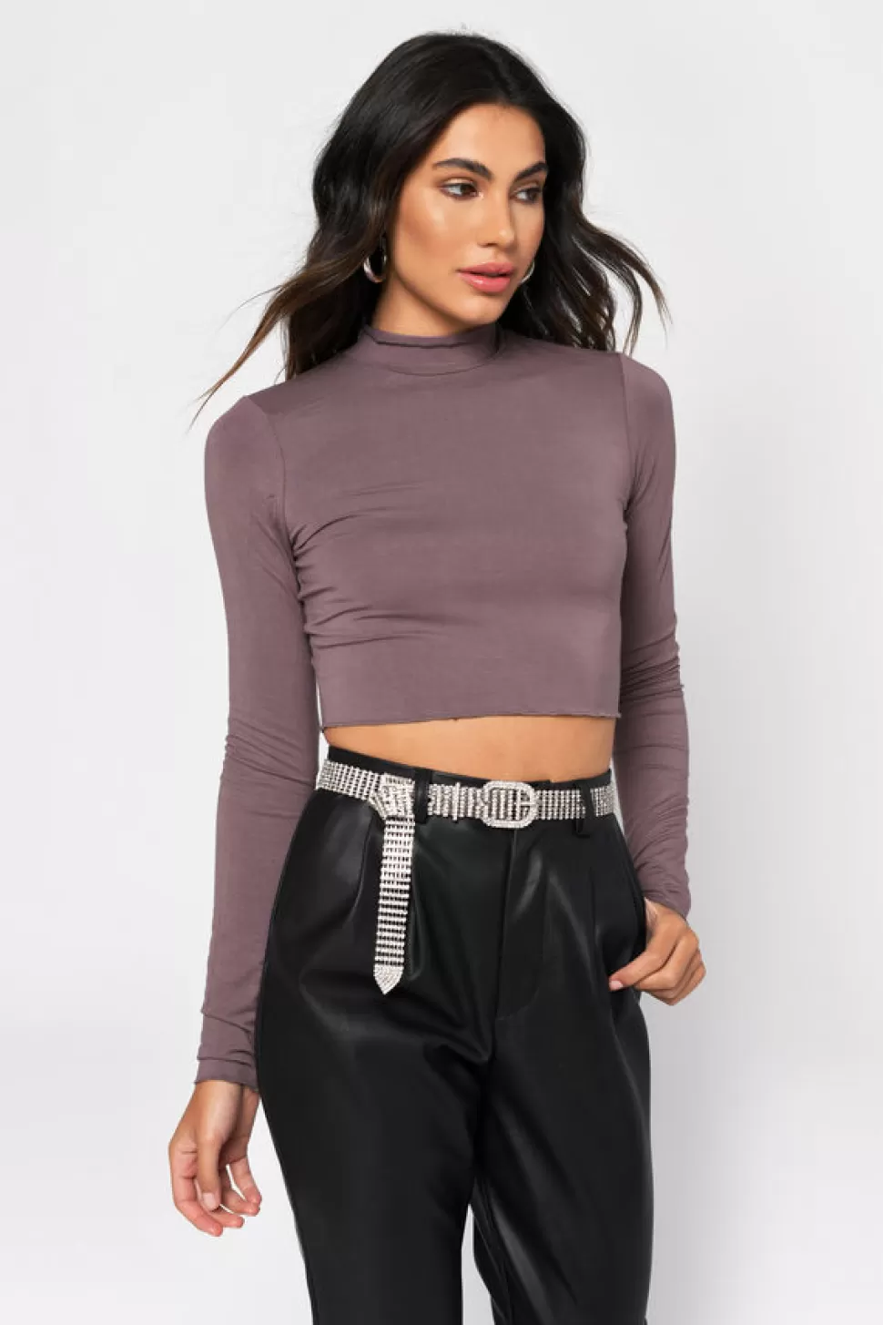 Long Sleeve Tops*Tobi Penelope Long Sleeve Crop Tee Taupe