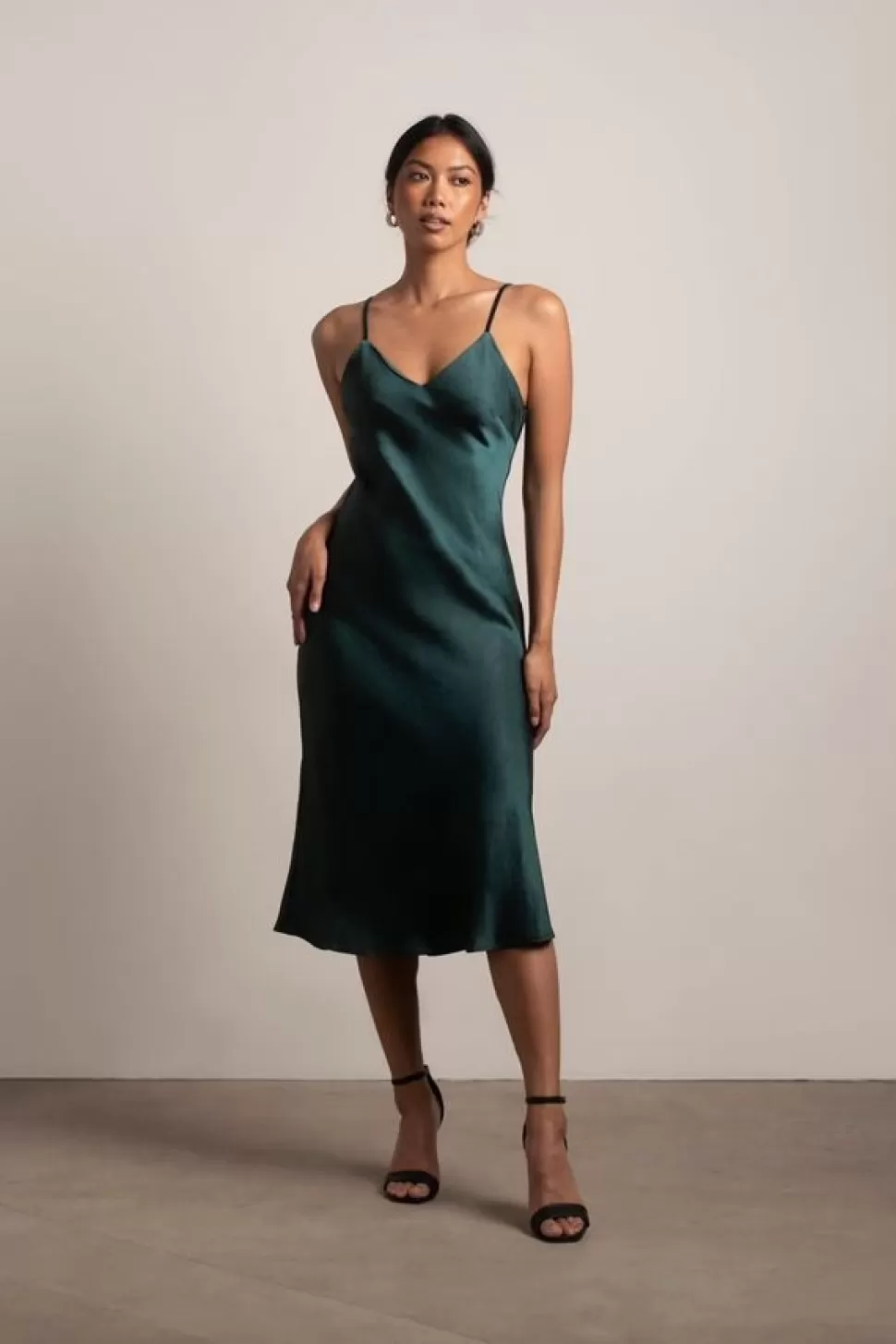 Black Tie & Evening Dresses*Tobi Pia Satin Midi Dress Pine