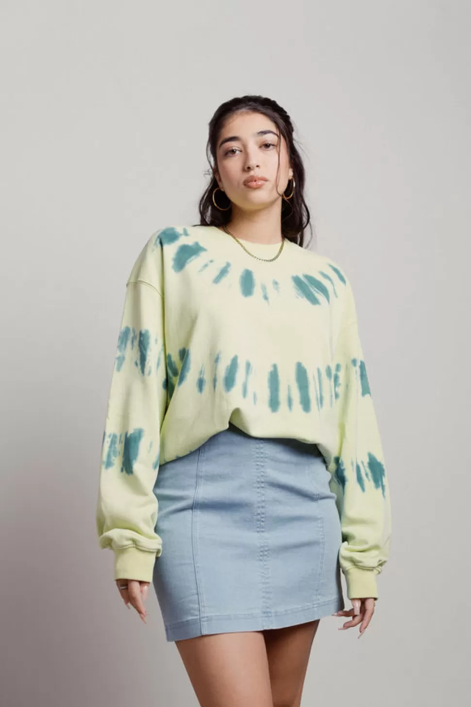 Long Sleeve Tops*Tobi Pistachio Cream Tie-Dye Sweatshirt Green