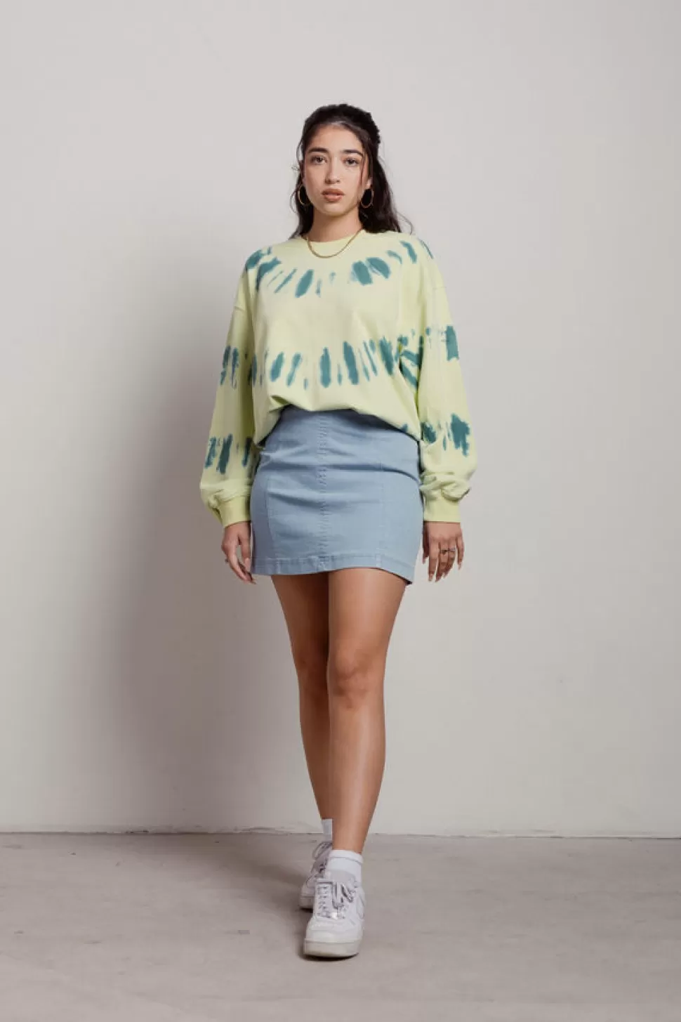 Long Sleeve Tops*Tobi Pistachio Cream Tie-Dye Sweatshirt Green