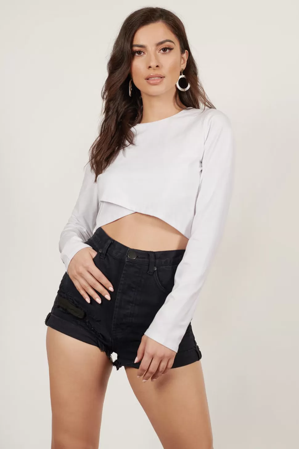 Long Sleeve Tops*Tobi Play By Play Crop Top White | Black