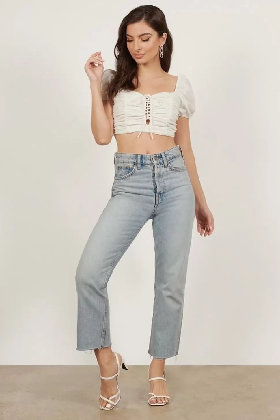 Crop Tops*Tobi Play Pretend Ruched Crop Top White