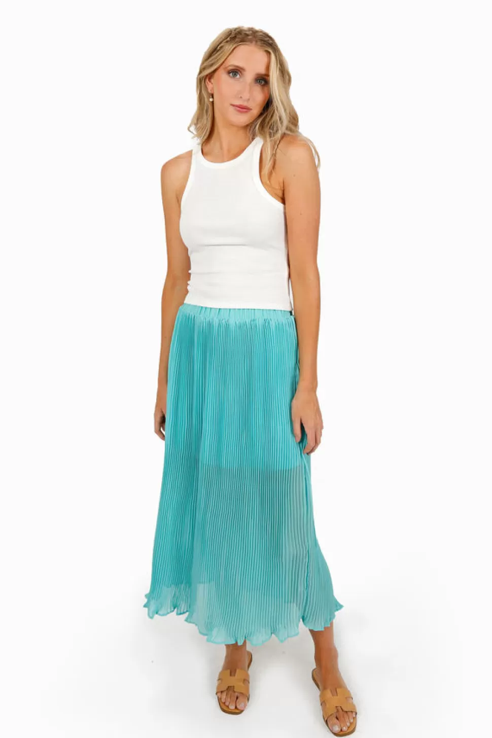 Skirts*Tobi Pleat The Way Midi Skirt Mint | Coral