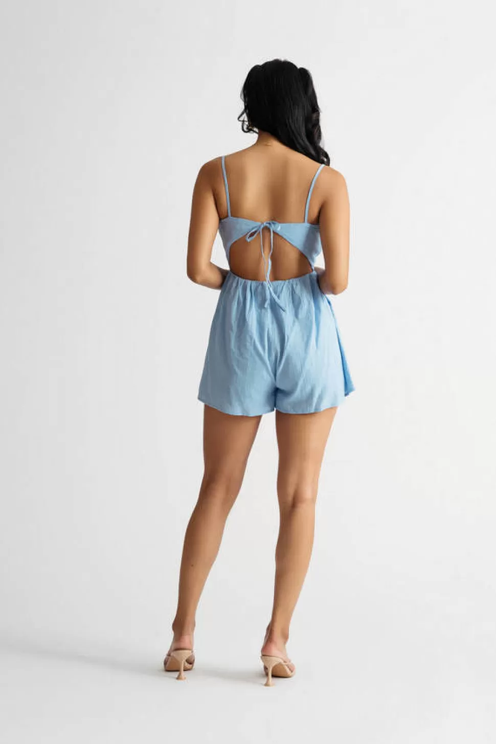 Rompers & Jumpsuits*Tobi Pollux Open Back Ties Romper Blue