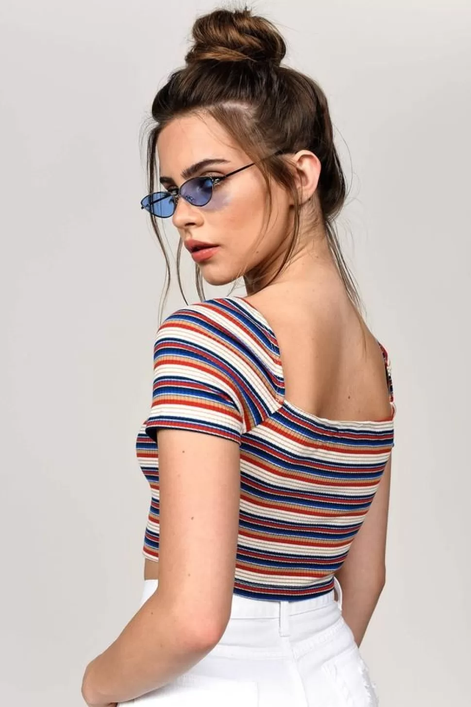 Crop Tops*Tobi Pretty Illusion Stripe Crop Top Multi