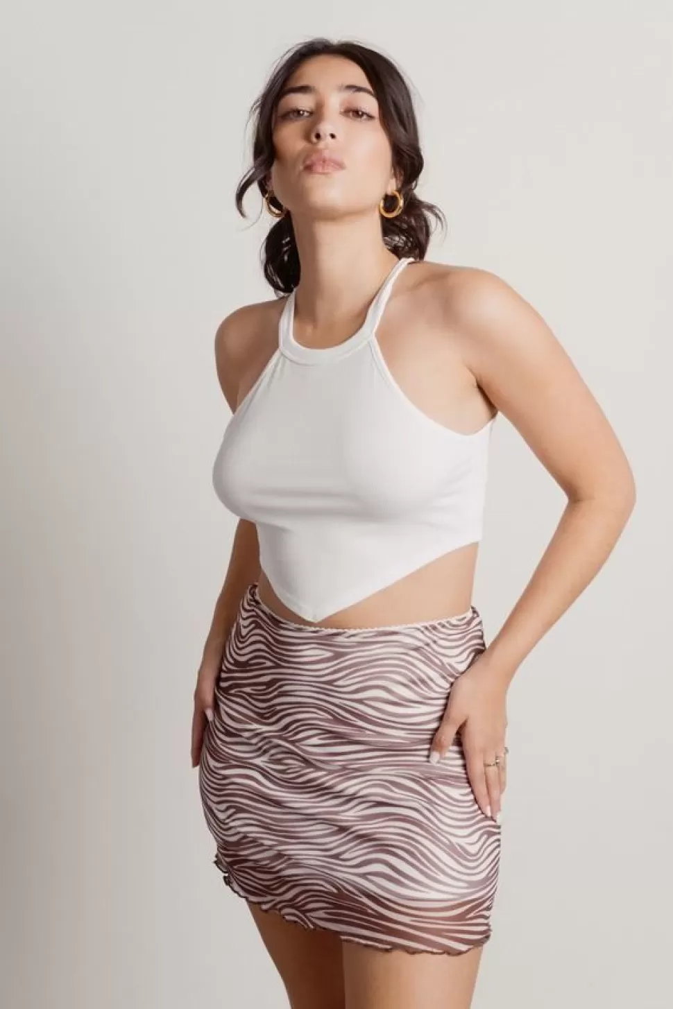 Crop Tops*Tobi Priestess Ribbed Handkerchief Crop Top White | Black