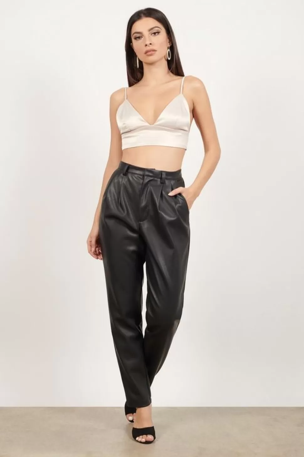 Going Out Tops*Tobi Private Affair Satin Crop Top Champagne