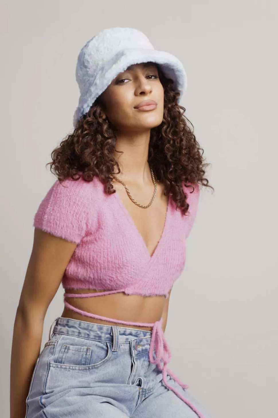 Hats & Headwear*Tobi Psyche Tie-Dye Fluffy Bucket Hat Blue Pink