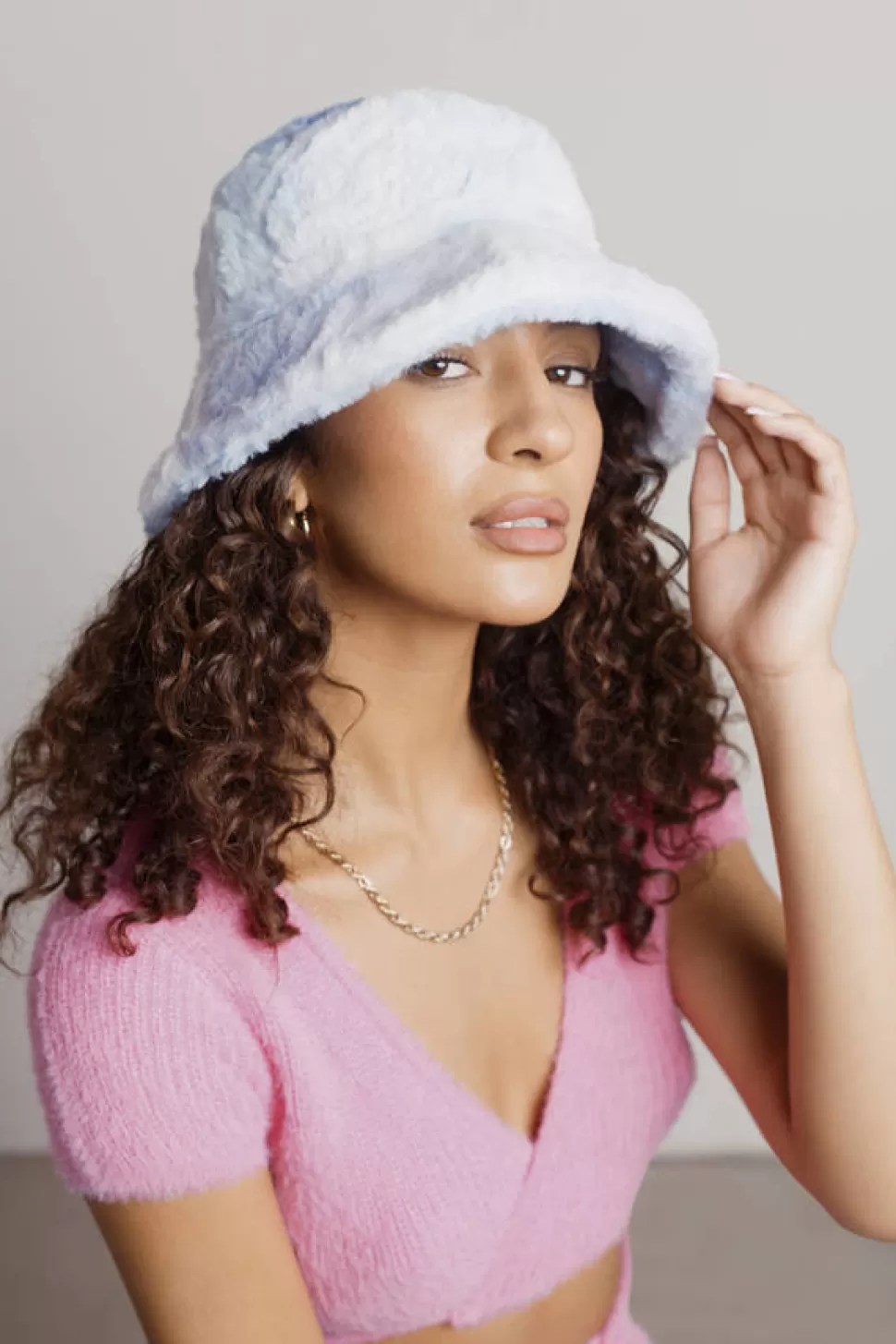 Hats & Headwear*Tobi Psyche Tie-Dye Fluffy Bucket Hat Blue Pink