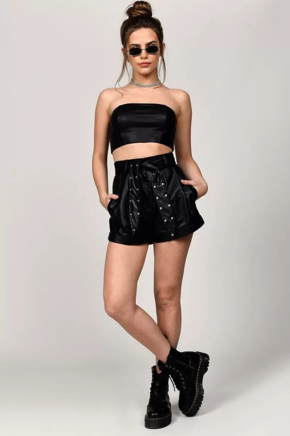 Going Out Tops*Tobi Rachel Faux Leather Crop Top Black