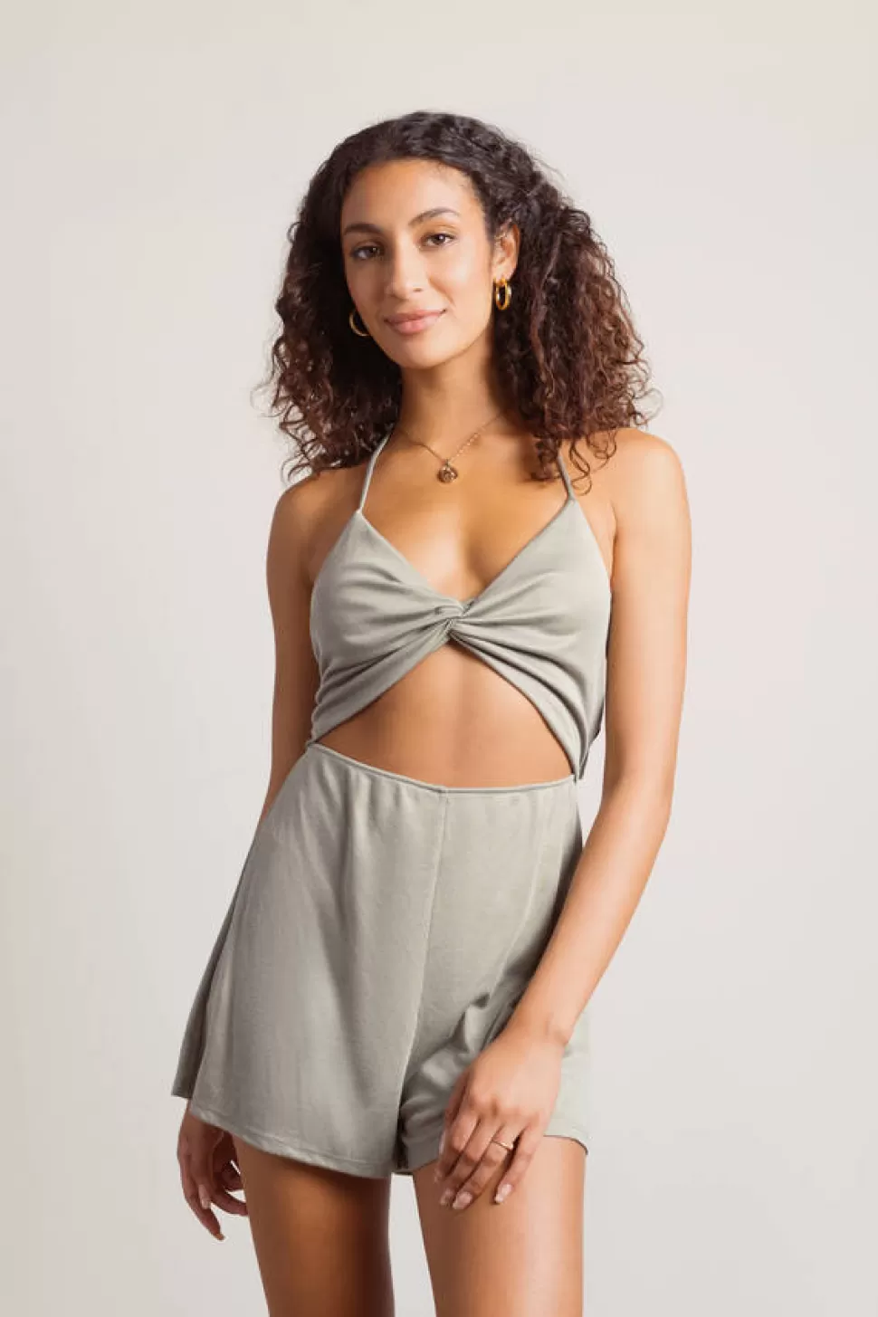 Rompers & Jumpsuits*Tobi Rachel Twist Tie Back Romper Sage | Taupe