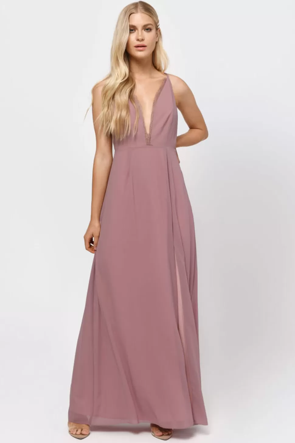 Black Tie & Evening Dresses*Tobi Raelyn High Slit Maxi Dress Mauve