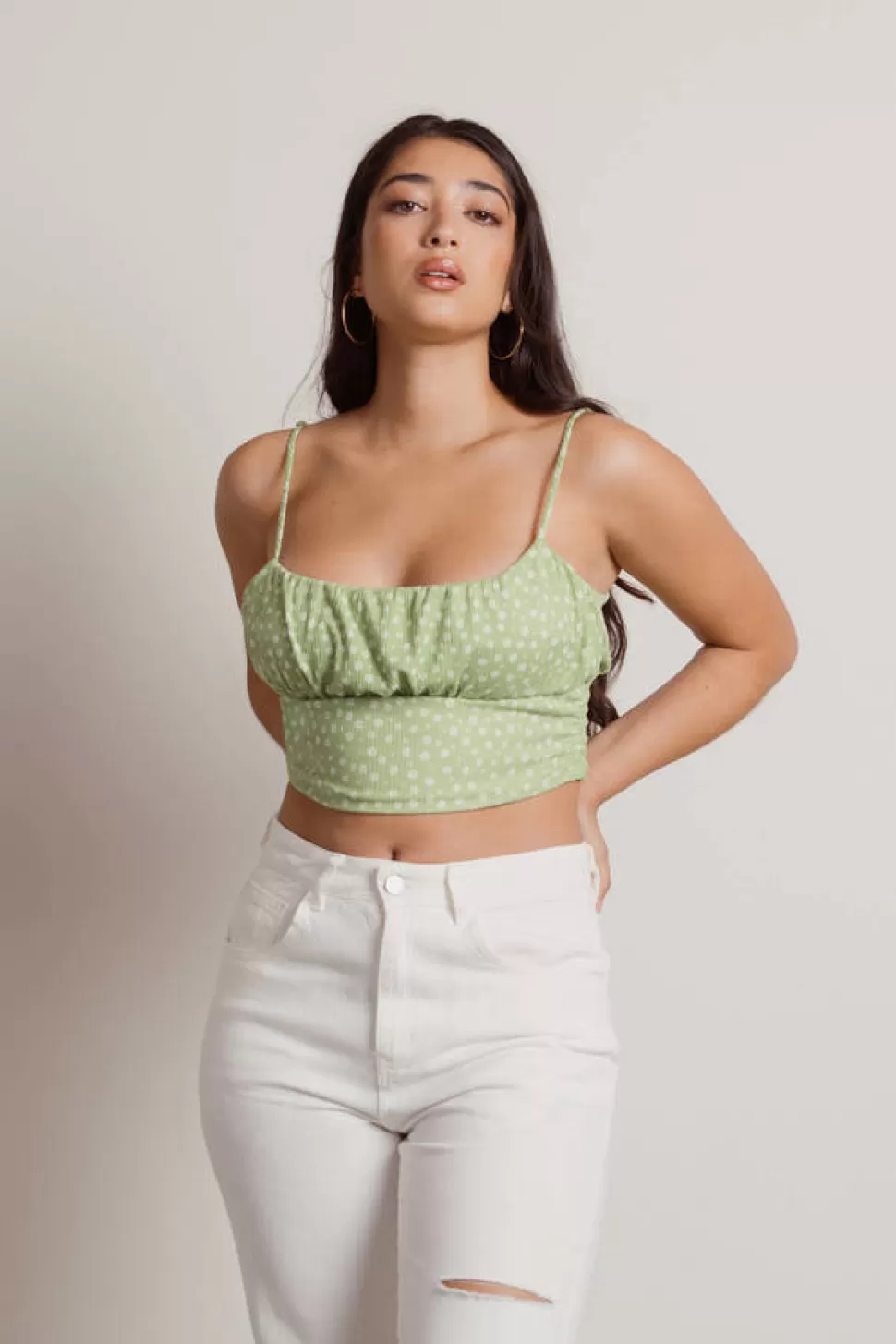 Crop Tops*Tobi Raya Ditsy Floral Crop Tank Top Lime