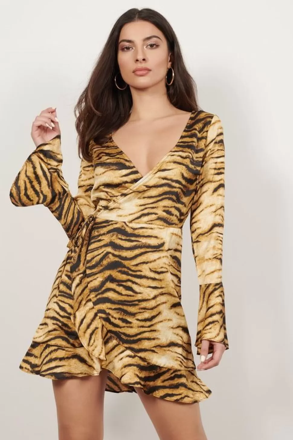 Shift Dresses*Tobi Roaring Night Tiger Print Wrapped Shift Dress Multi