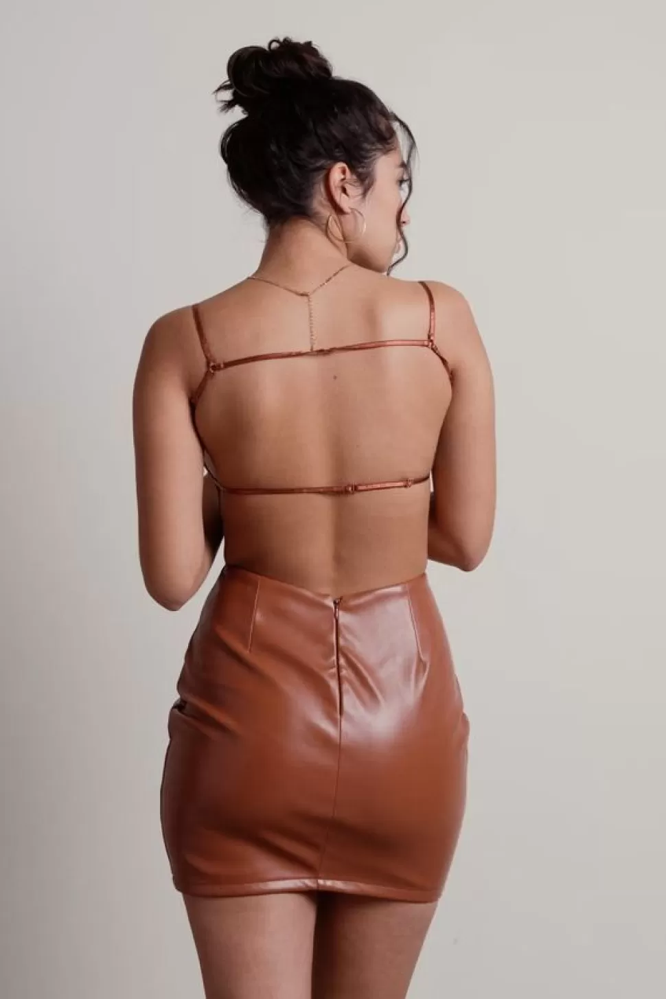 Bodycon Dresses*Tobi Ronesha Pleather Open Back Bodycon Dress Copper | Brown