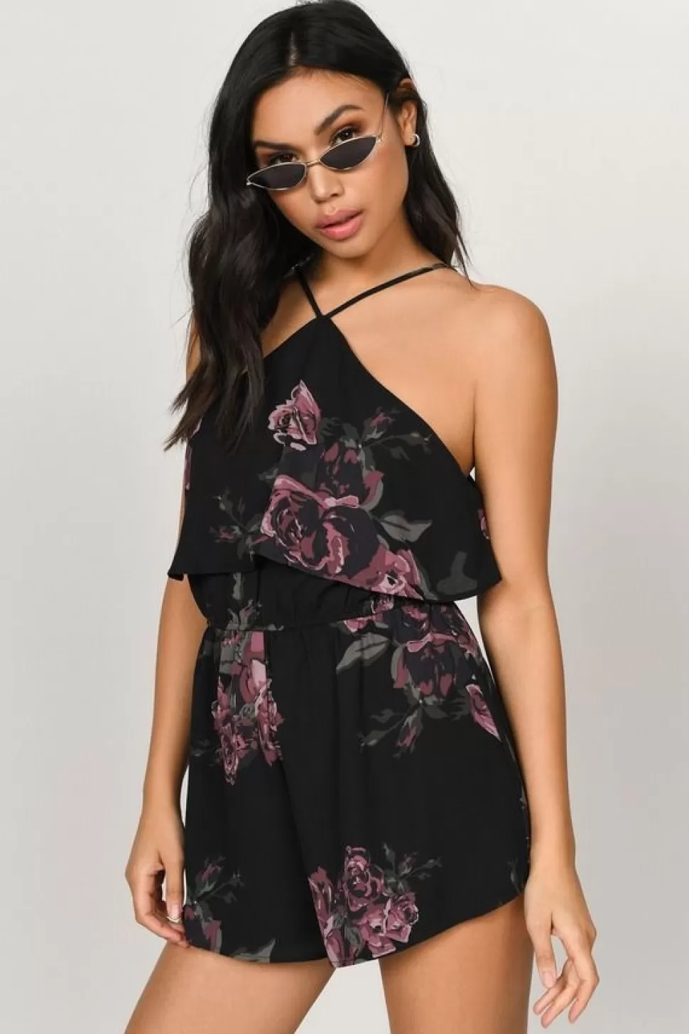 Rompers & Jumpsuits*Tobi Rose To Fame Floral Print Romper Black Multi