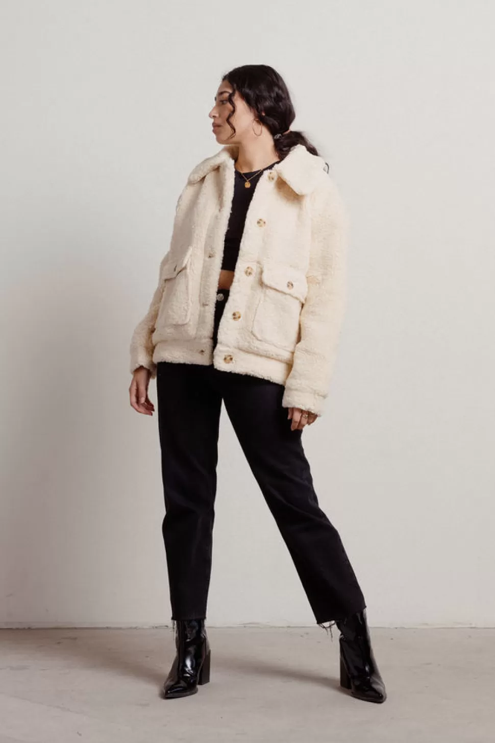 Jackets*Tobi Rowan Sherpa Pocket Jacket Ivory | Tan