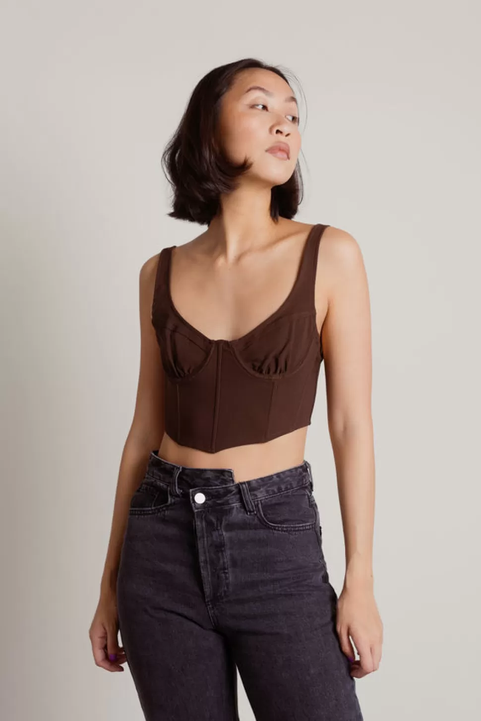 Corsets & Bustiers*Tobi Rowen Stretch Crop Bustier Black | Brown | Beige