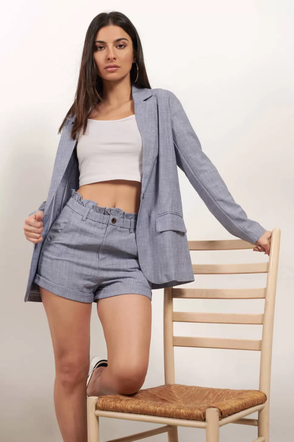 Shorts*Tobi Run The Meeting Paperbag Waist Shorts Blue