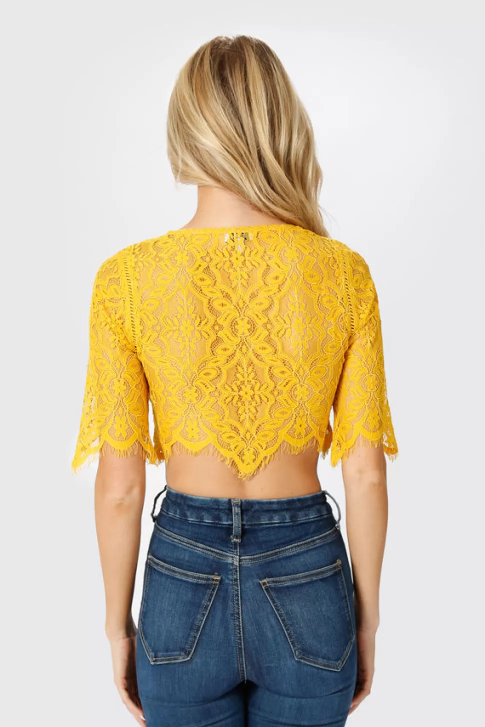 Pink Tops*Tobi Same Old Love Lace Crop Top Yellow | Rose