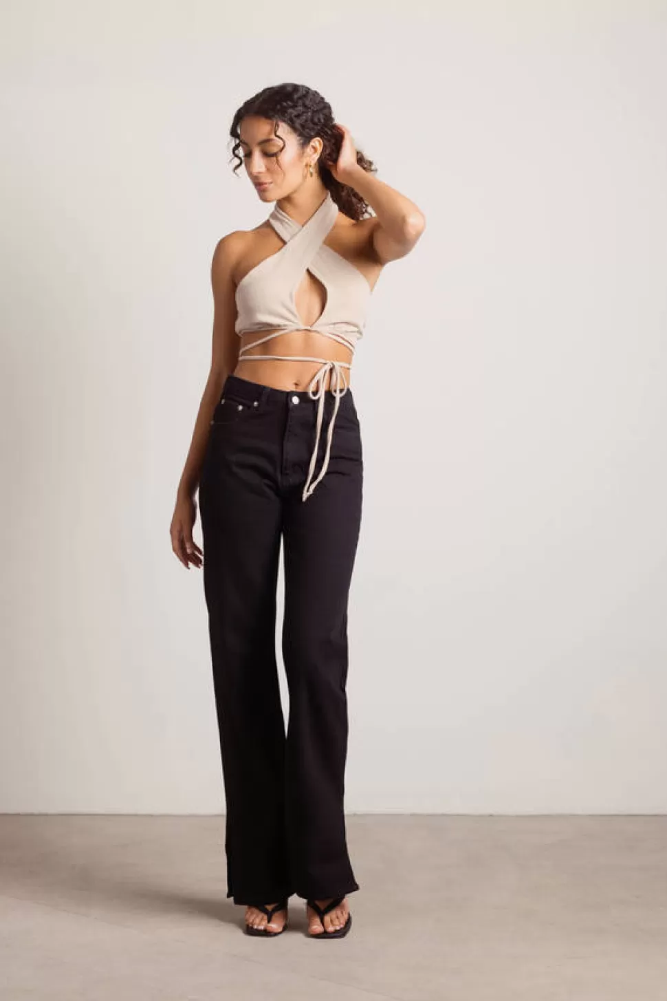 Crop Tops*Tobi Sami Halter Keyhole Crop Top Beige | Brown | Black | Ivory