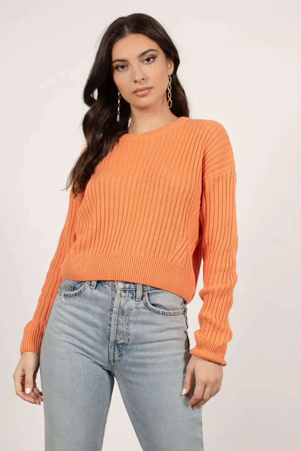 Long Sleeve Tops*Tobi Sammy Ribbed Sweater Orange