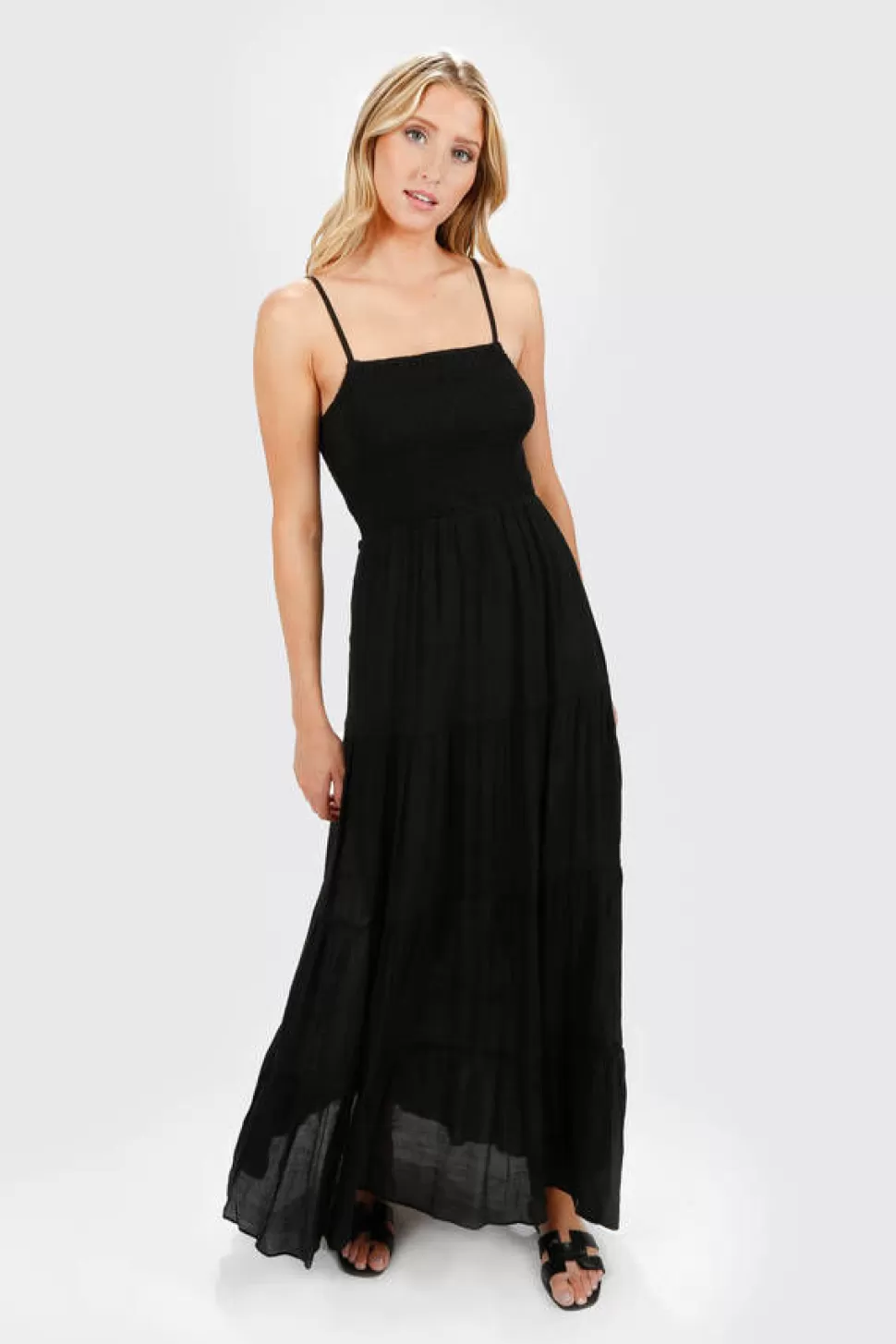 Casual Dresses*Tobi Saoirse Smocked Bodice Sleeveless Maxi Dress Black